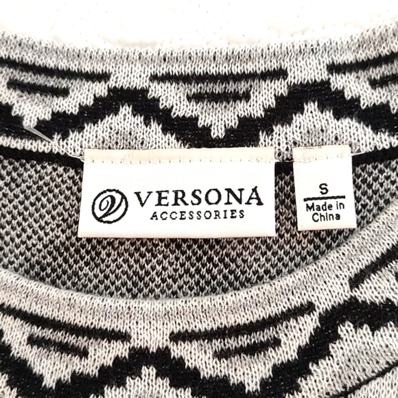 Versoma Womans Blk & Wht Graphic Fitted Midi Sweater Dress/Size S - Picture 8 of 11